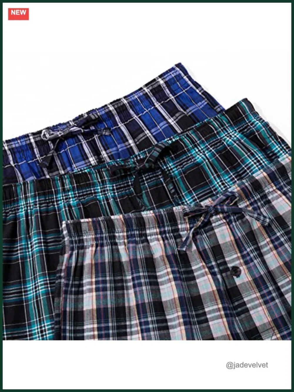 Cotton Pajama Pants Set 3-Pack Sleep Lounge Bottoms with Pockets